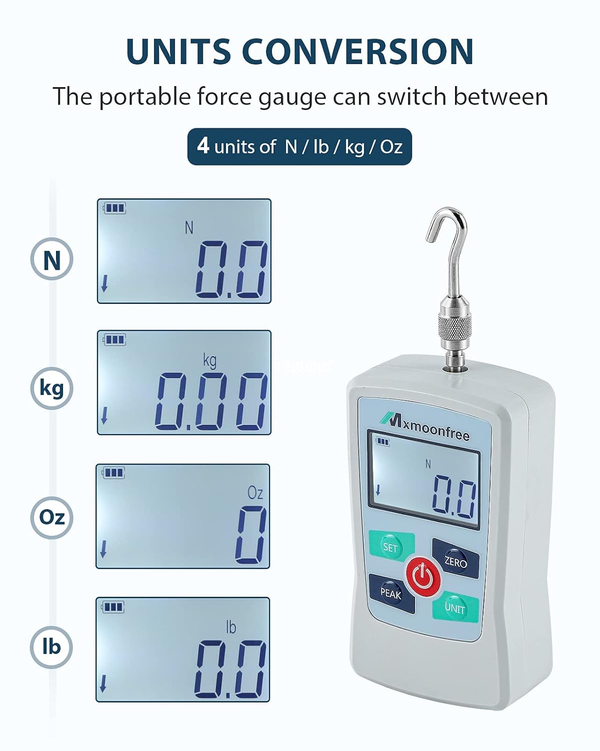 500N Digital Force Gauge Portable Force Meter with Storage Case X53577