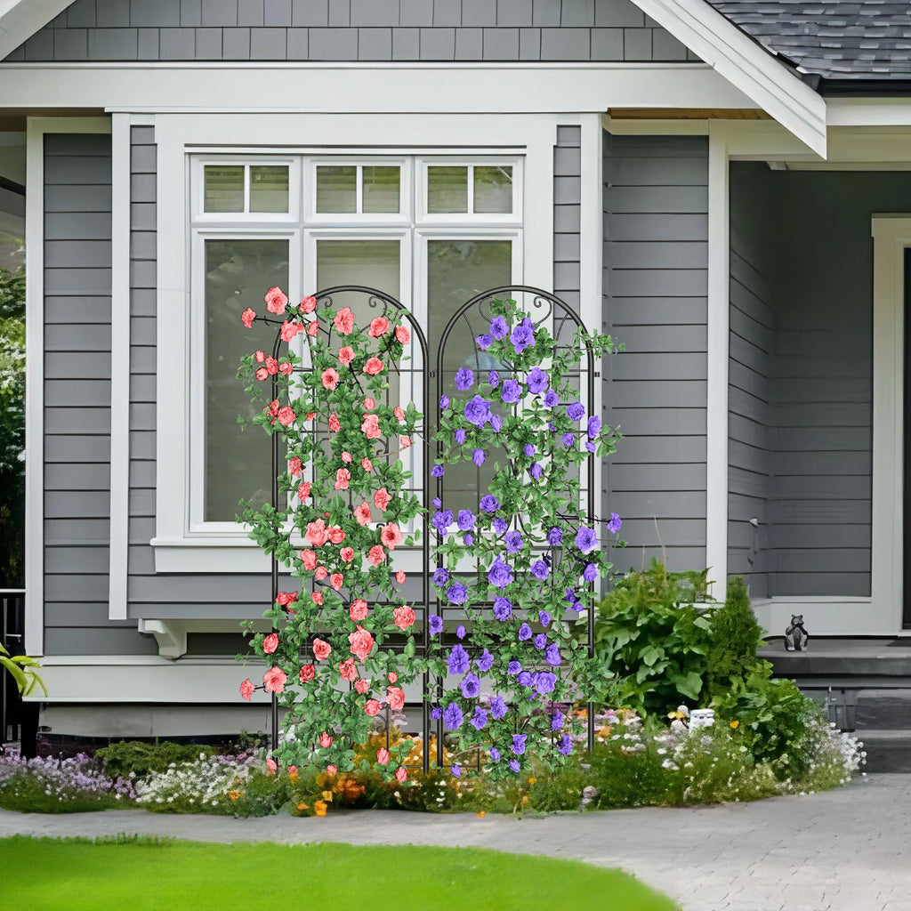 Black Metal Garden Arch Trellises 2 Pack R881362