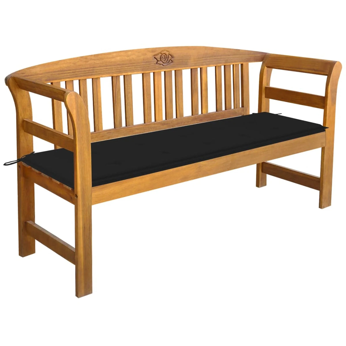 Acacia Wood Garden Bench with Black Seat Cushion J919871