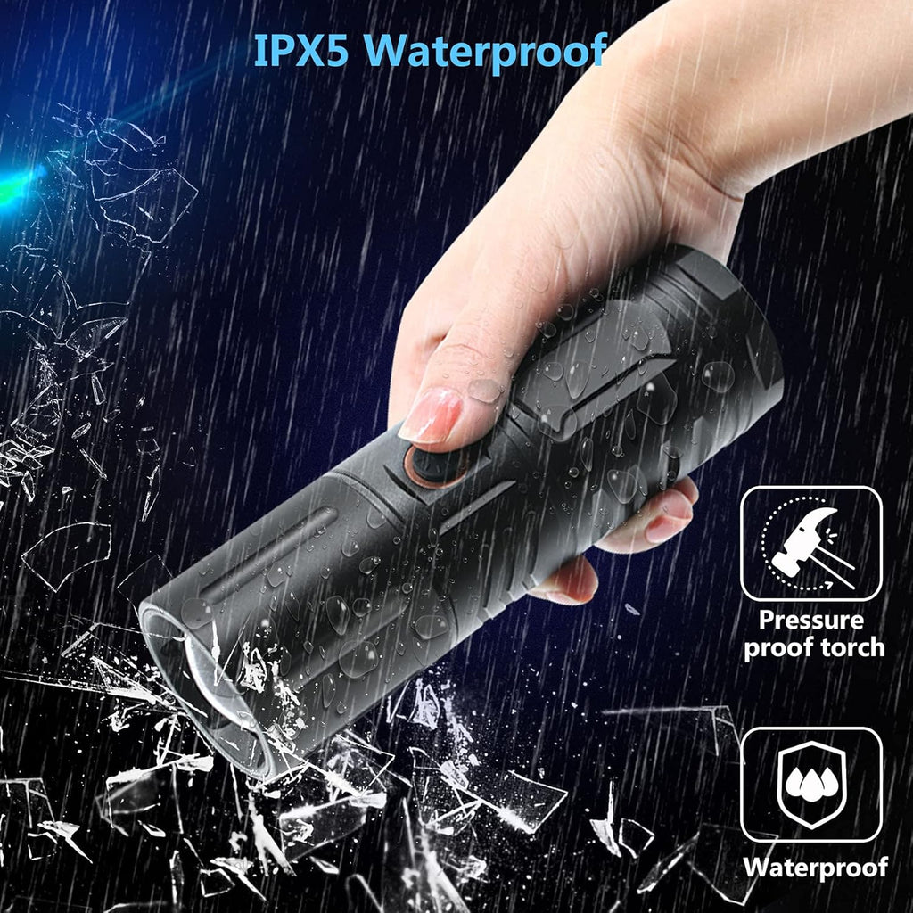 Rechargeable LED Tactical Flashlight, 10000 Lumens, 5 Modes, Zoomable, Waterproof N756220