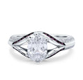 Split Shank Halo Oval Engagement Ring 925 Sterling Silver W668