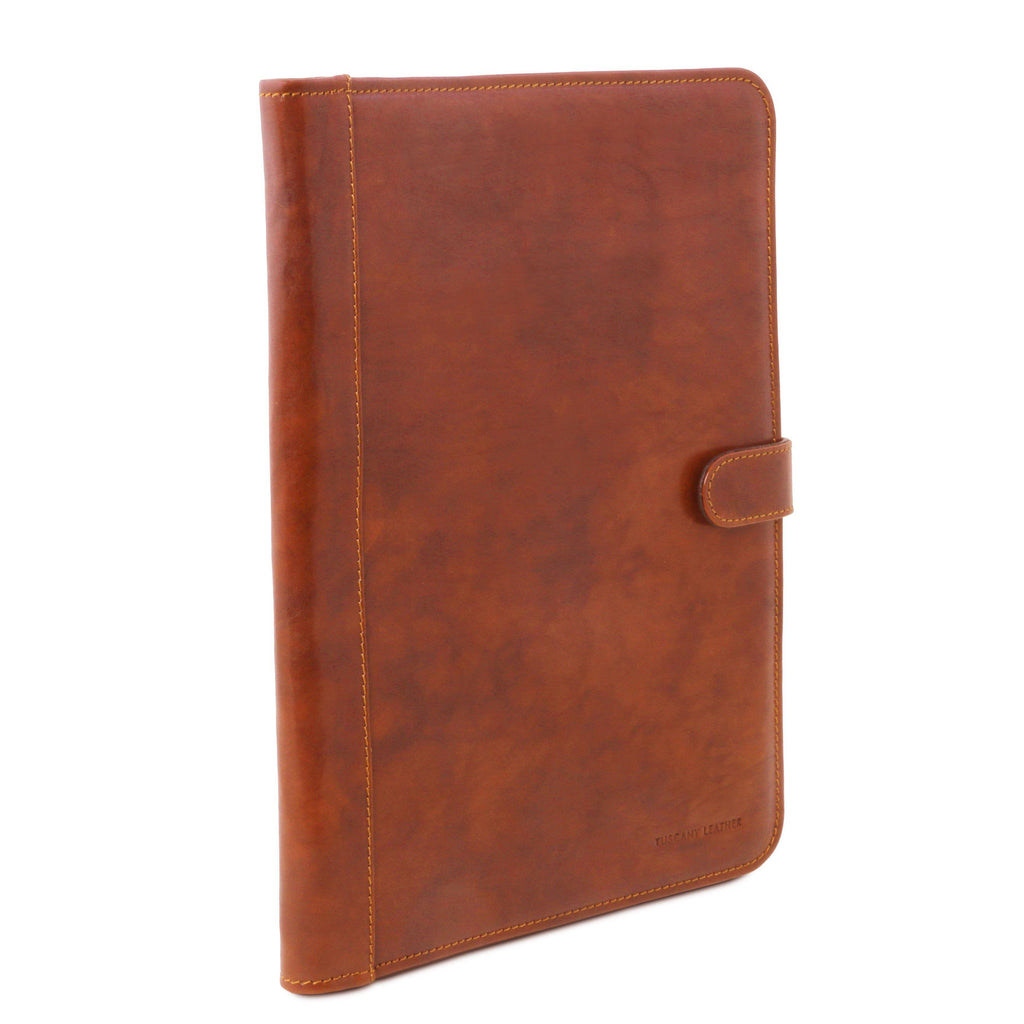 Brown Leather Document Case with Button Closure A612