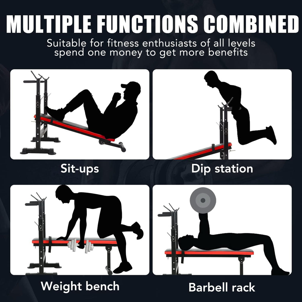 Adjustable Weight Bench with Barbell Rack X4161