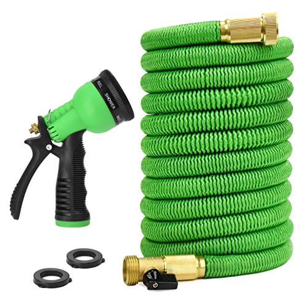 25 Feet Expandable Garden Hose with Brass End and 8 Function Spray Nozzle U61958