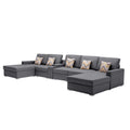 Gray Fabric 6Pc Double Chaise Sectional S536