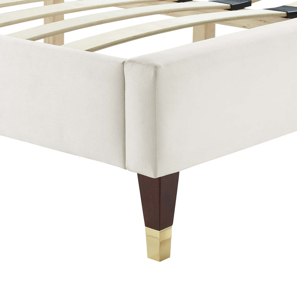 White Channel Tufted Performance Velvet King Platform Bed F588477