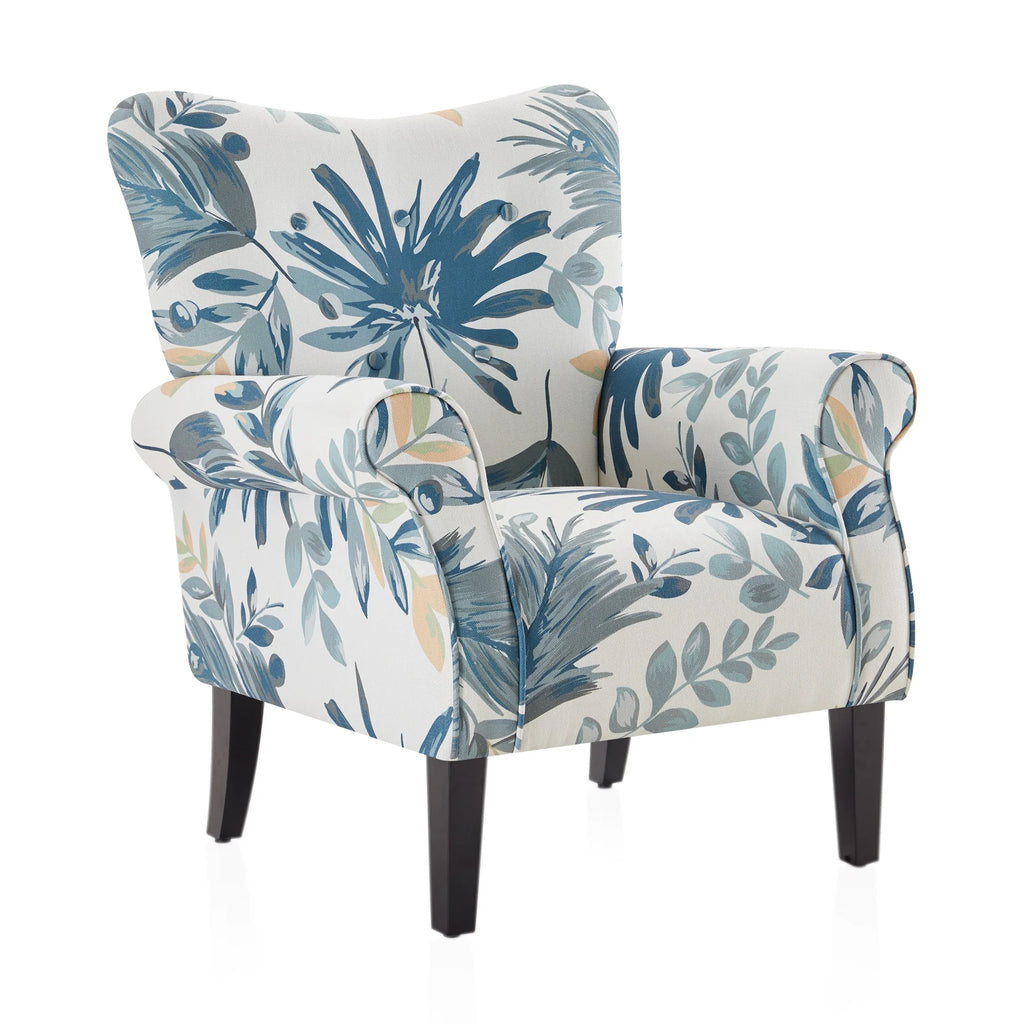 Blue Floral Accent Armchair Z86658