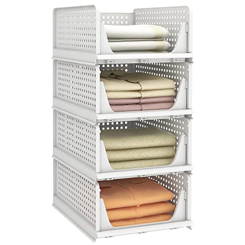 4 Pack Stackable Plastic Storage Bins O734864