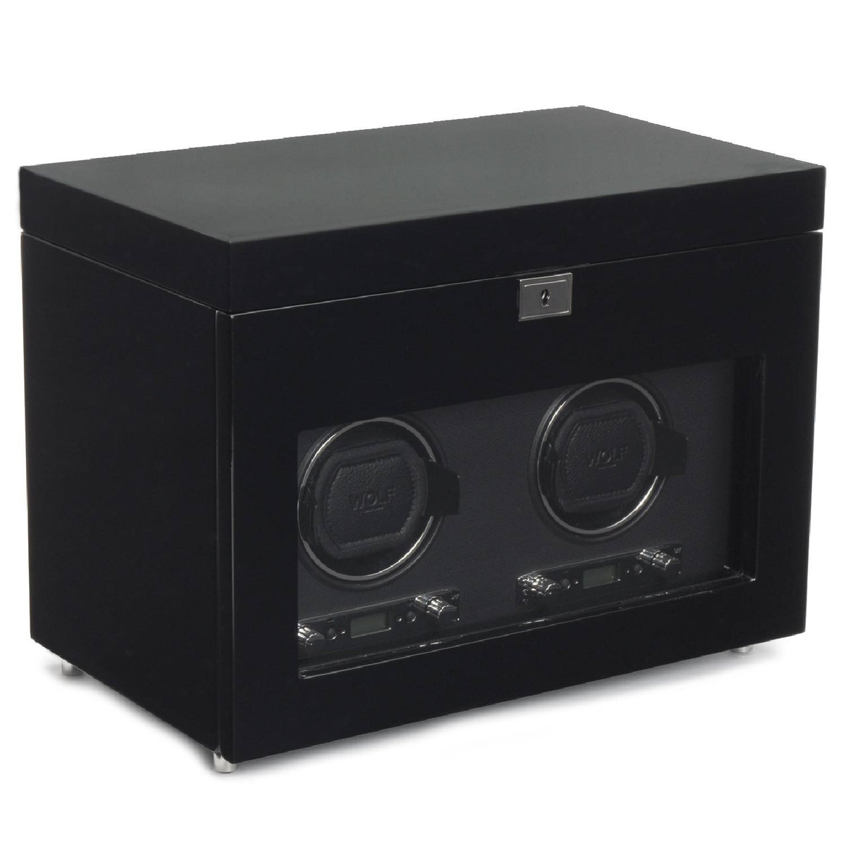 Black Double Watch Winder with Storage C6891