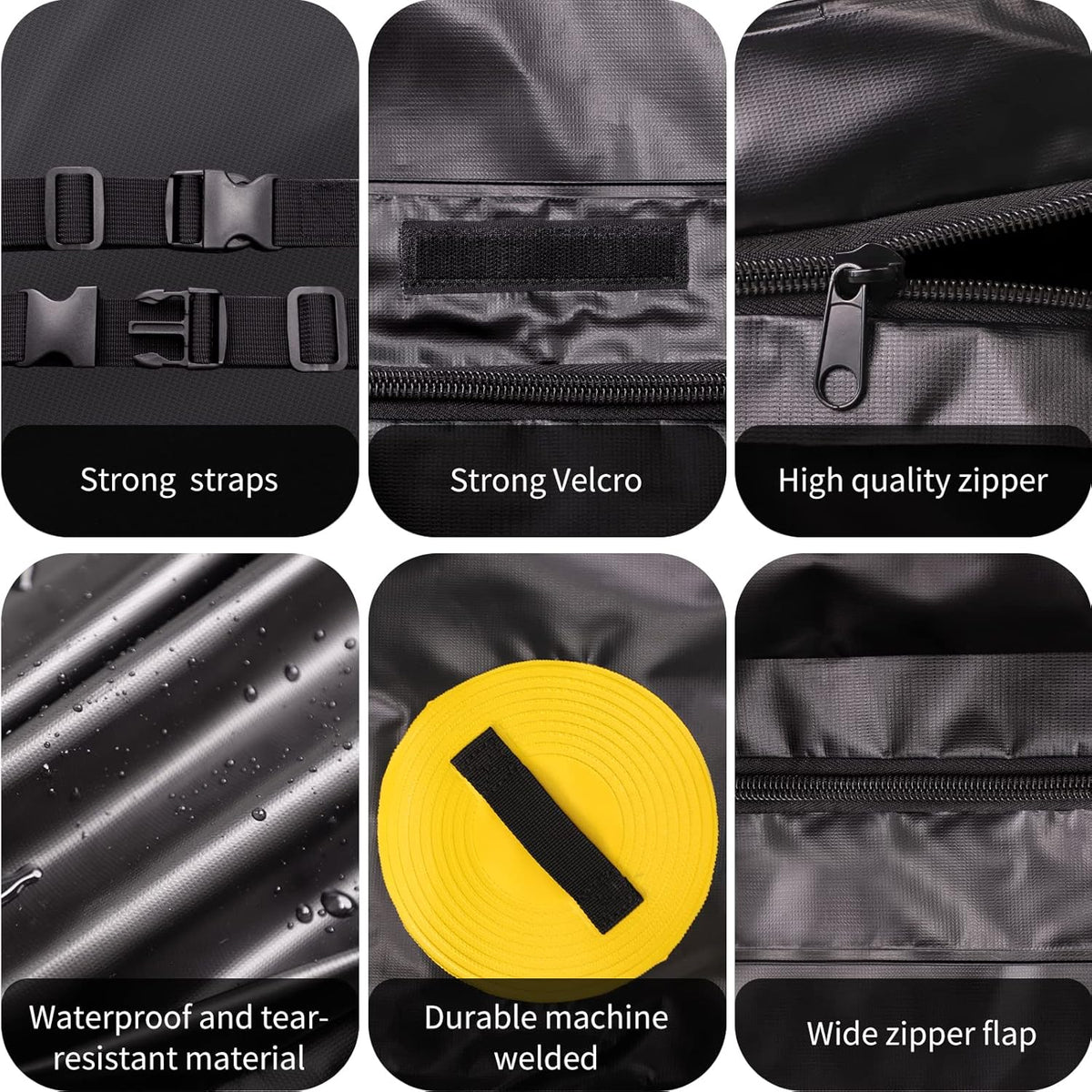 Car Roof Bag Waterproof Rooftop Cargo Carrier with Anti-Slip Mat and 6 Heavy-Duty Straps (15 Cubic Feet) J9305