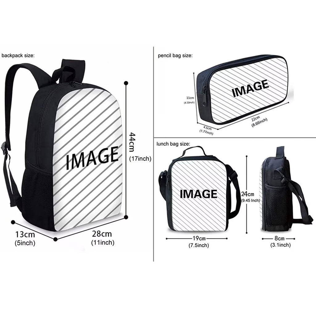 Sunflower Panda Kids Bookbag 3 Pieces Set with Thermal Lunch Bag and Pen Pouch S871