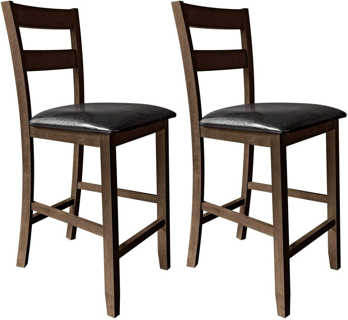 Solid Wood Bar & Counter Stool, Set of 2, Walnut/Black Onyx S86664
