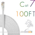 Cat7 Ethernet Cable 150ft Flat Shielded White Pack of 2 V6131