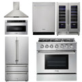 36 Gas Range, Range Hood, Microwave, Refrigerator, Dishwasher, Wine Cooler J49024