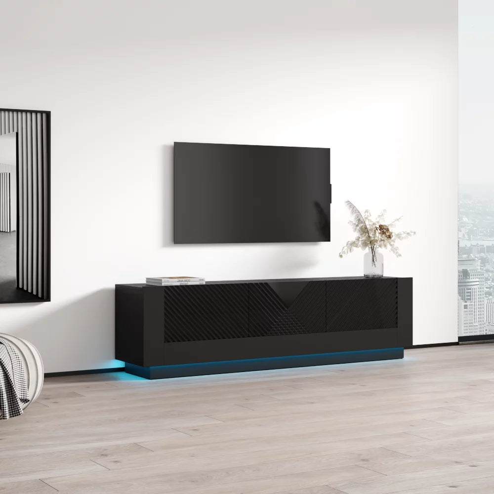 71" High Gloss TV Stand with Storage Cabinets F835