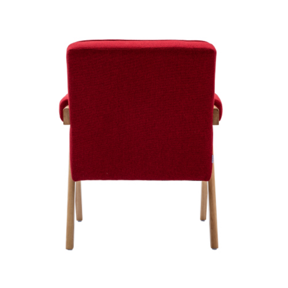 Red Polyester Accent Chair with Solid Wood Armrest H469148