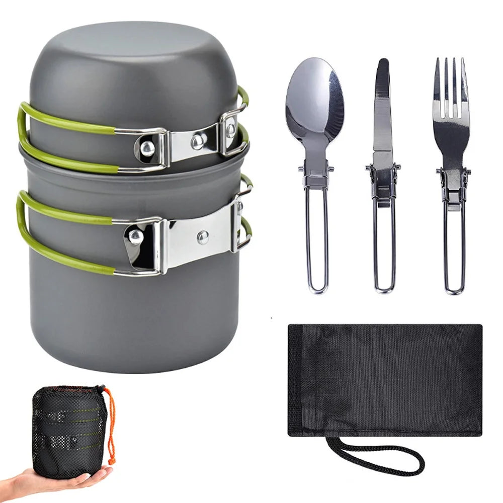 Ultralight Camping Cookware Utensils Tableware Set Pot Pan V76358