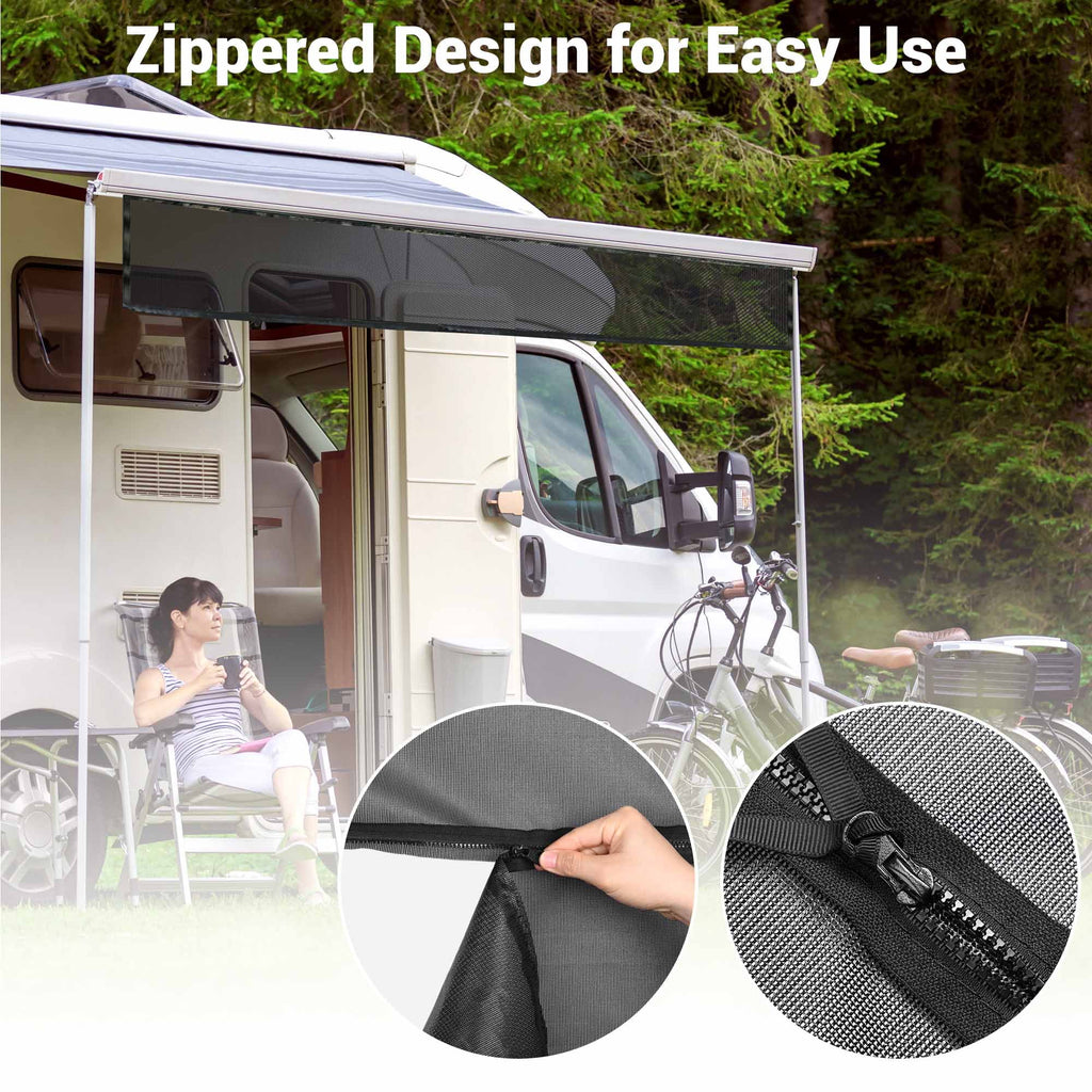 6x10' RV Awning Sun Shade Screen Black Mesh D50735