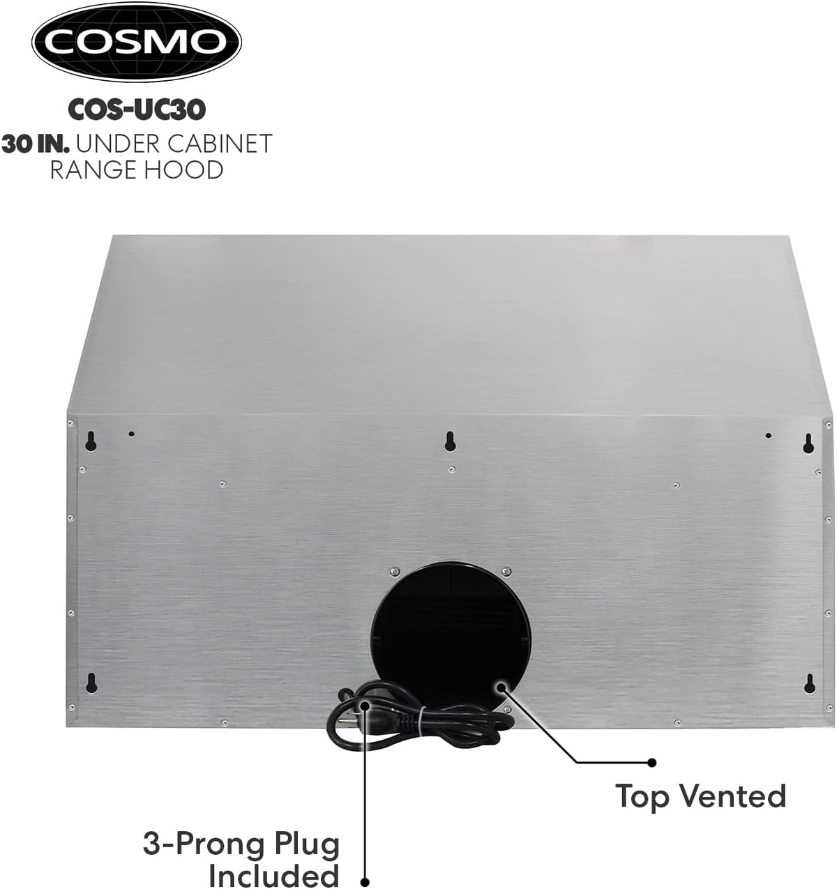 30 in. Under Cabinet Range Hood Ductless Convertible Duct with 3-Speed Fan and LED Lights in Stainless Steel Y27067