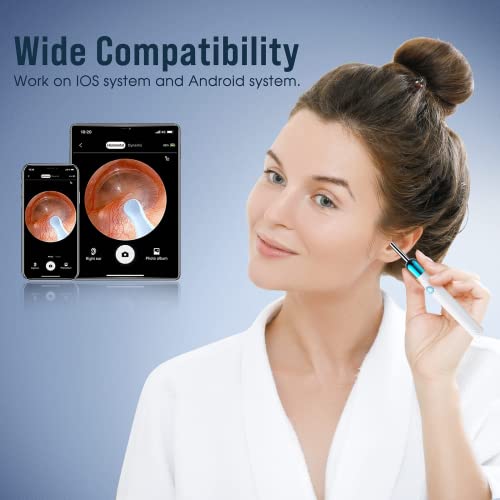 Ear Wax Removal Kit with Camera 1080P Otoscope Light 6 Ear Pick Blue O7018