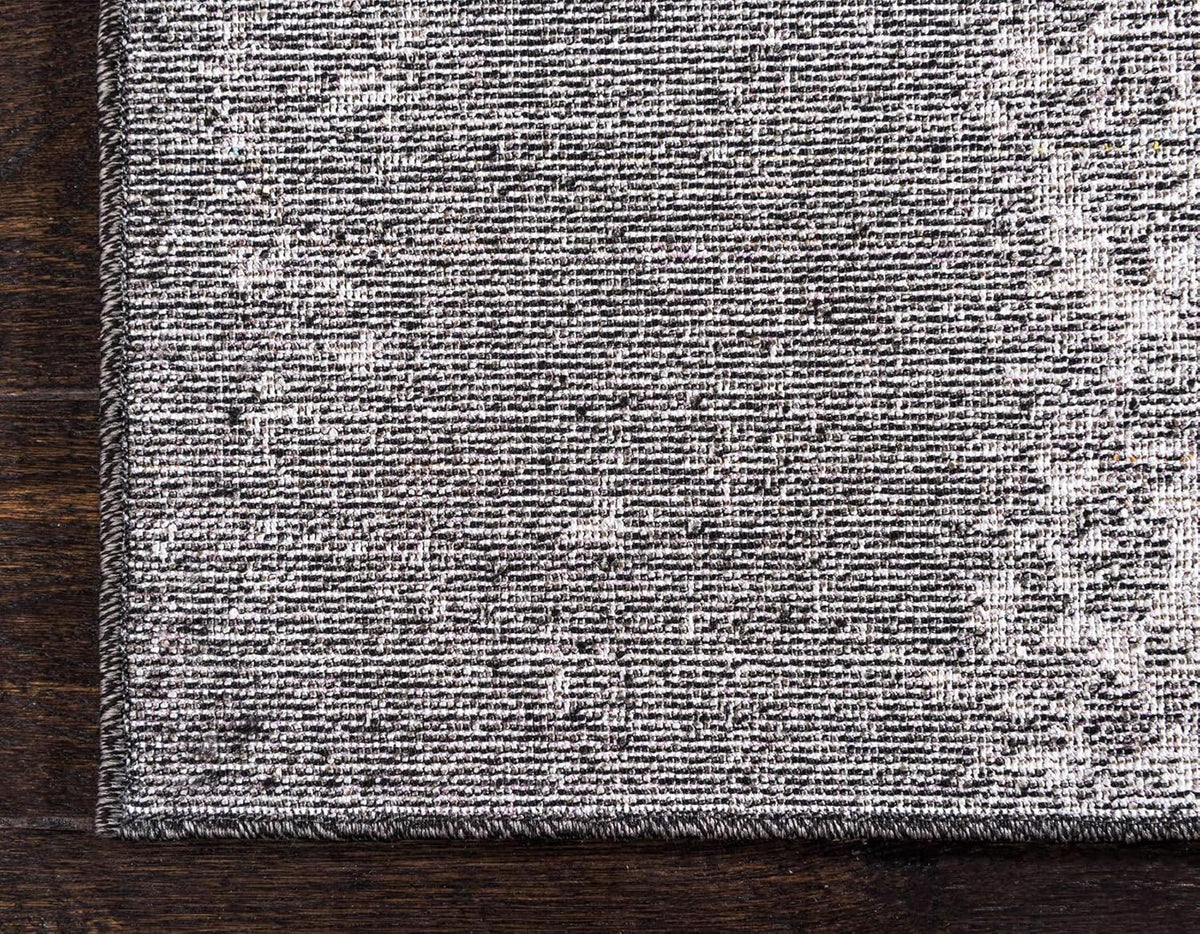 Dark Gray / Ivory 6' 1" x 9' Rectangle Area Rug A5936