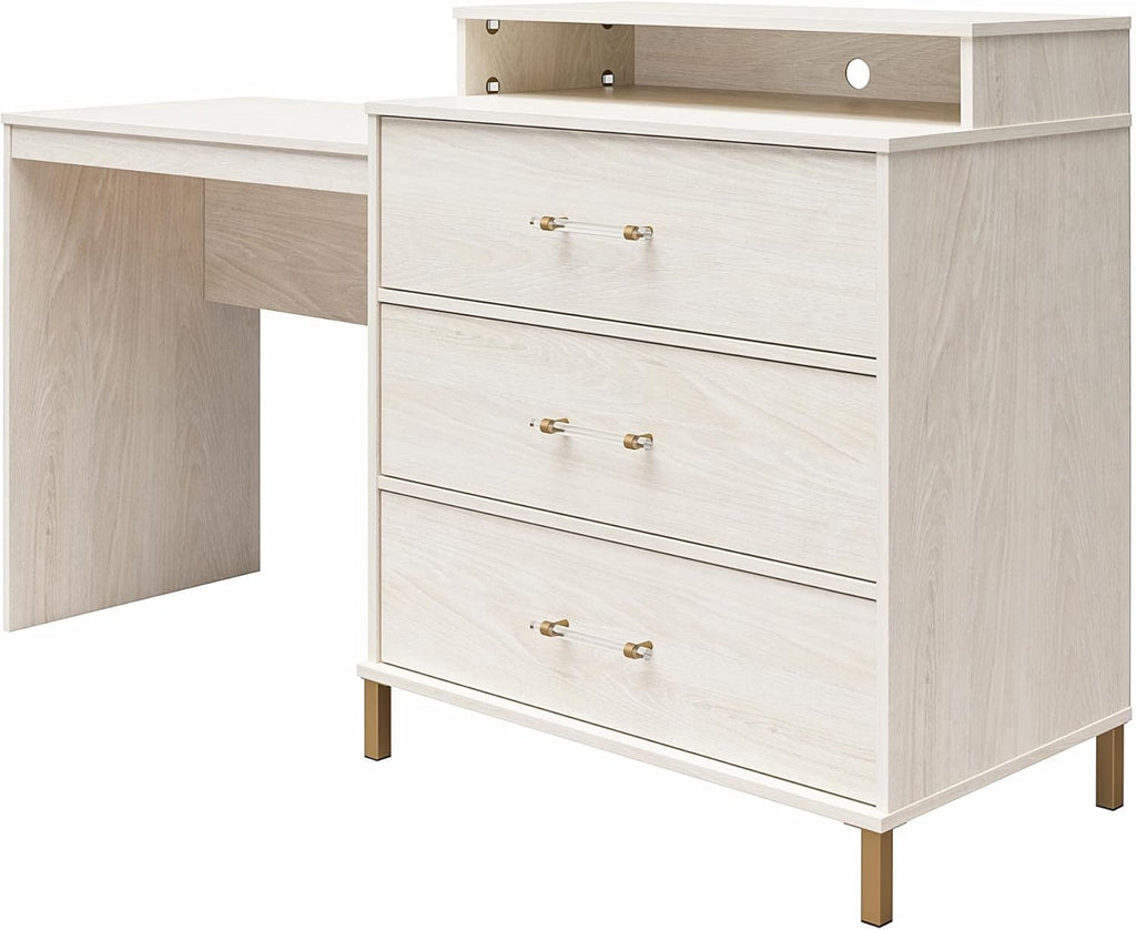 White Oak Dresser/Desk Combo with Wireless-charger V623