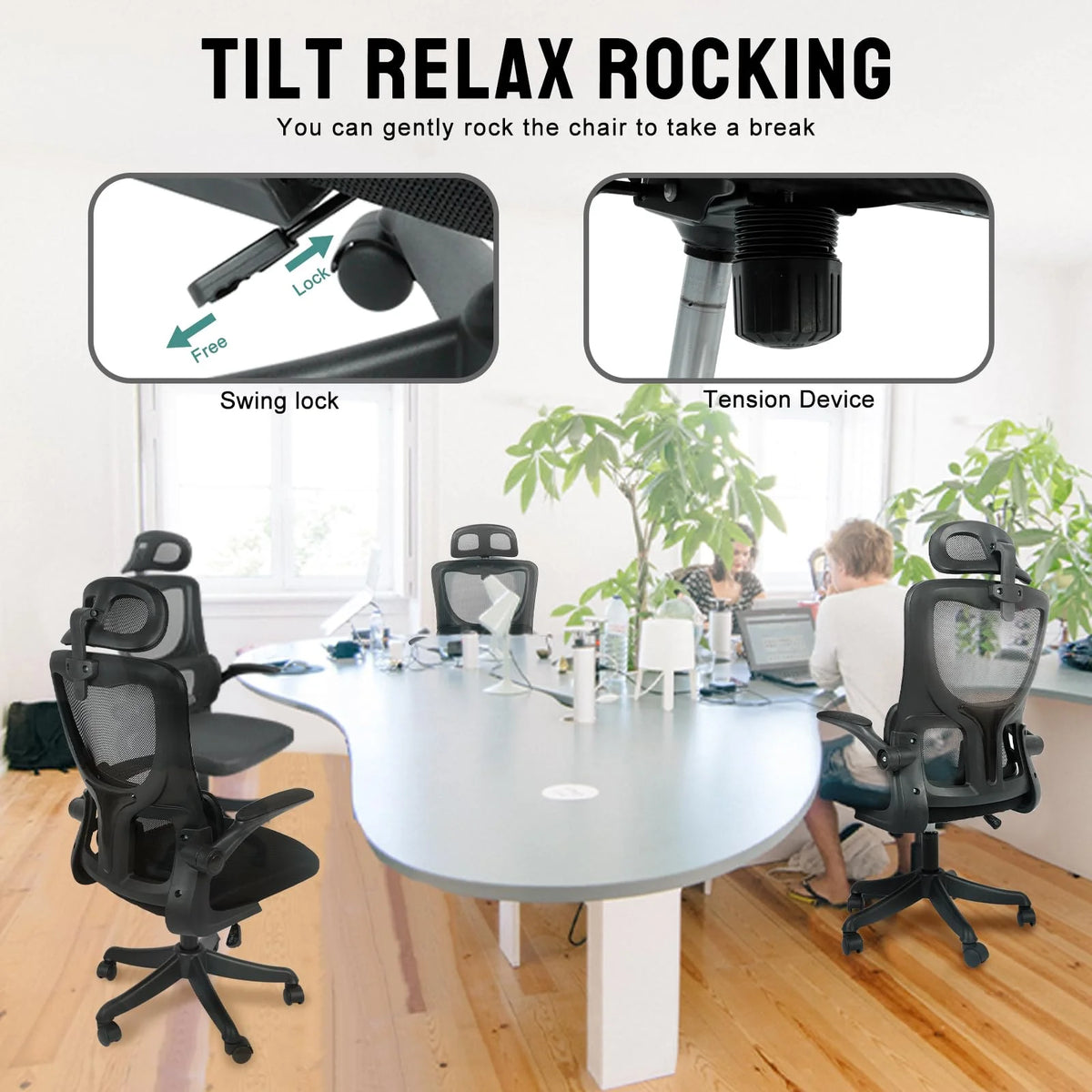 Black Mesh Ergonomic Office Chair with Headrest Q1516