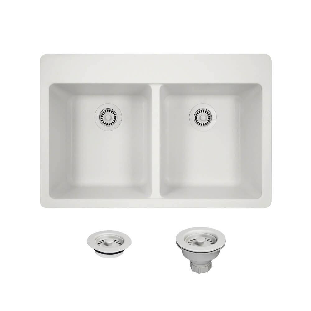 Silver Double Basin Drop-in Kitchen Sink J457605