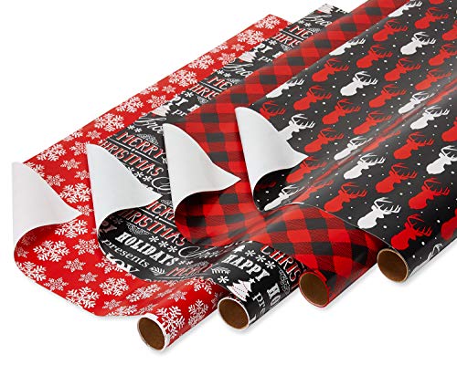 Red and Black Christmas Wrapping Paper Set with Cut Lines B198883