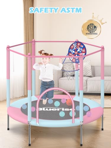 6FT Toddler Trampoline with Basketball Hoop and Enclosure Net Z907238