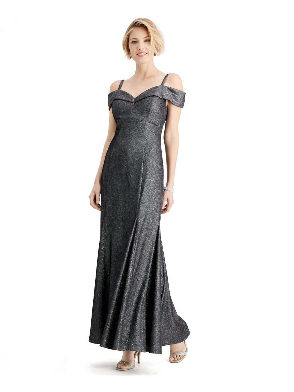 Gray Sleeveless Maxi Fit + Flare Formal Dress J7702