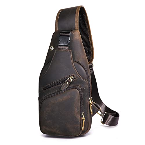 Men Casual Crossbody Chest Sling Bag Leather E144049