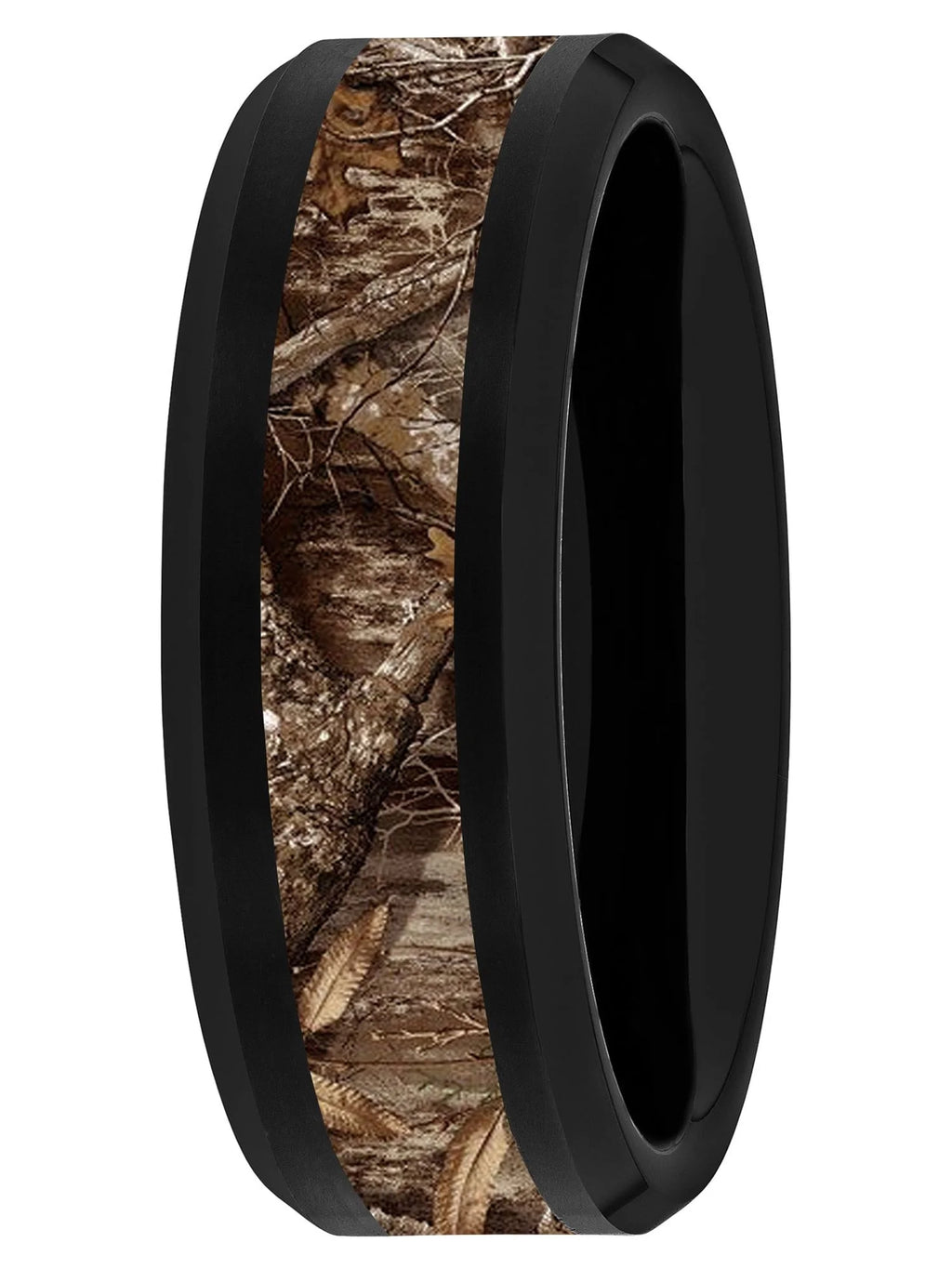 Black Tungsten Brown Camo Center 8MM Wedding Band Q16757
