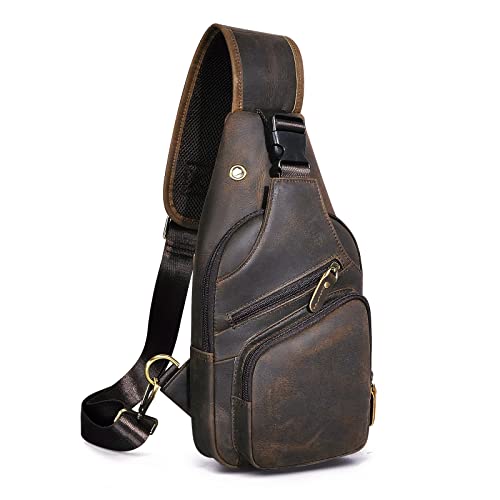 Men Casual Crossbody Chest Sling Bag Leather E144049