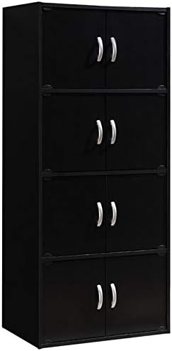 4 Shelf 8 Door Bookcase in Black K2501