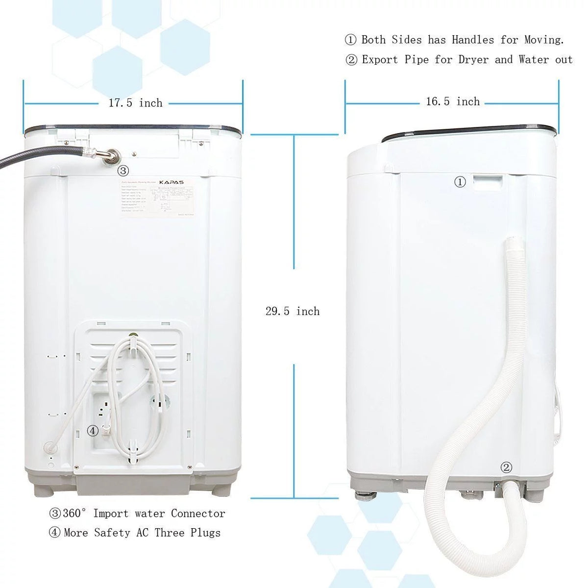 Compact Washing Machine with 8 lbs Capacity Top Load Tub Washer W7357