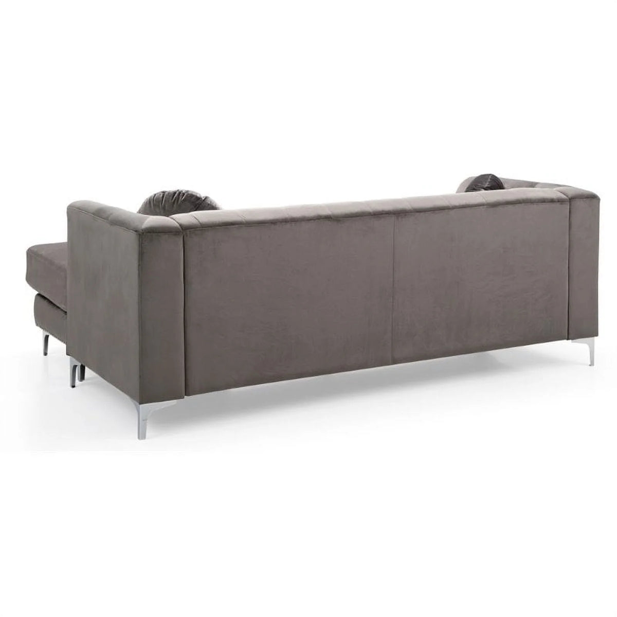 Velvet Sofa Chaise and Chair 2-Piece Set Dark Gray H6757