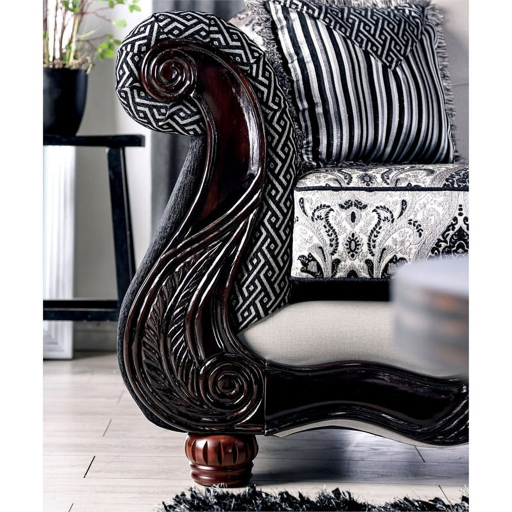 Black and Gray Chenille Upholstered 2-Piece Sofa Set R49882