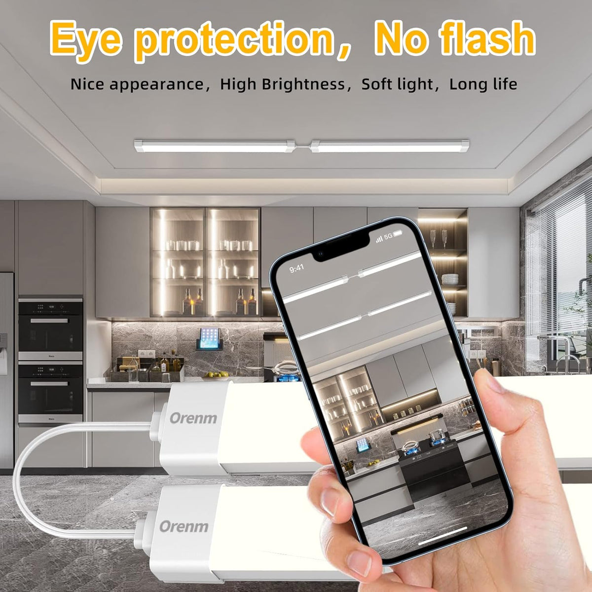 2FT 18W 5000K Waterproof LED Tube Light with Switch Cord X4378