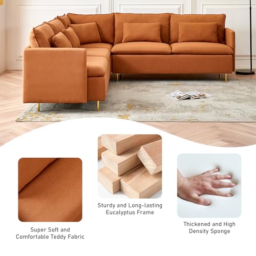 Beige L Shaped Sectional Sofa with 5 Waist Pillows C726414