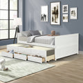 White Full Captain Bed with Twin Trundle and 3 Drawers W9306