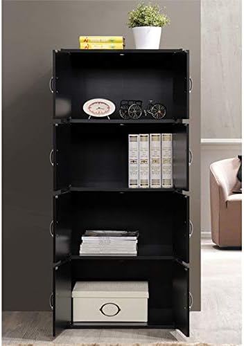 4 Shelf 8 Door Bookcase in Black K2501