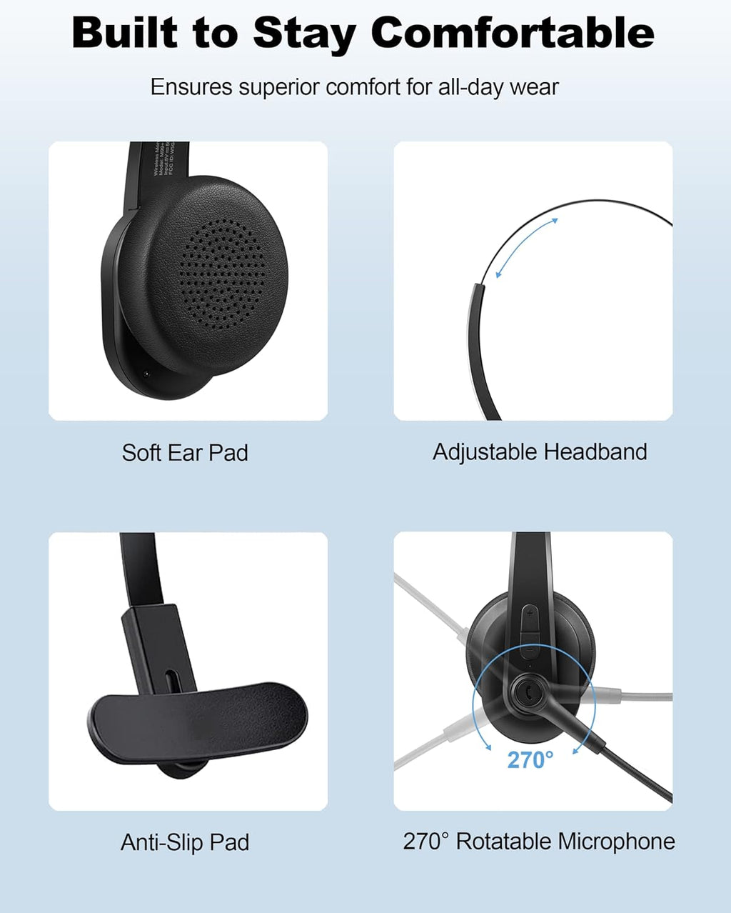 Bluetooth Headset with Microphone Noise Canceling Wireless Adapter (Black) I768852