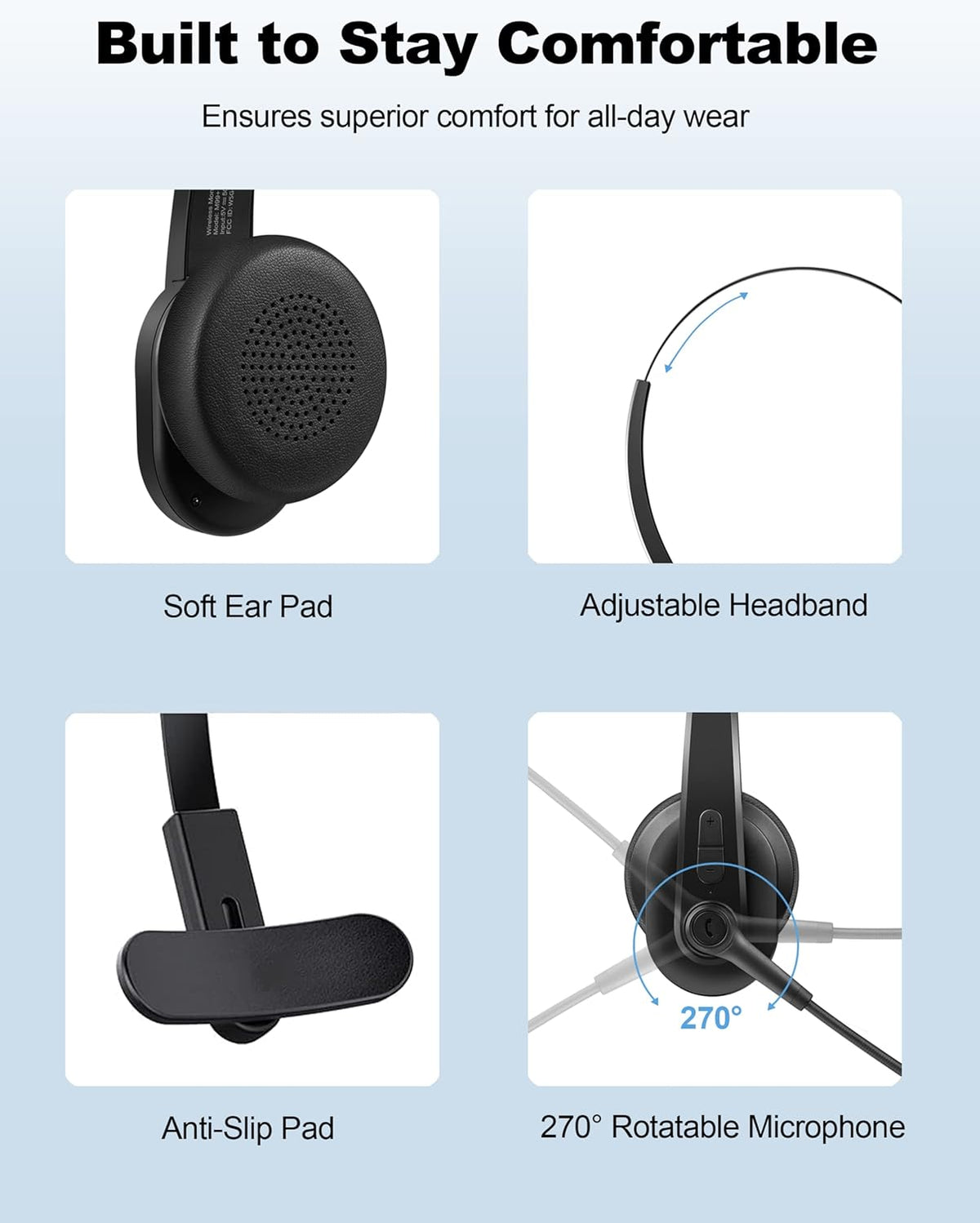 Bluetooth Headset with Microphone Noise Canceling Wireless Adapter (Black) I768852