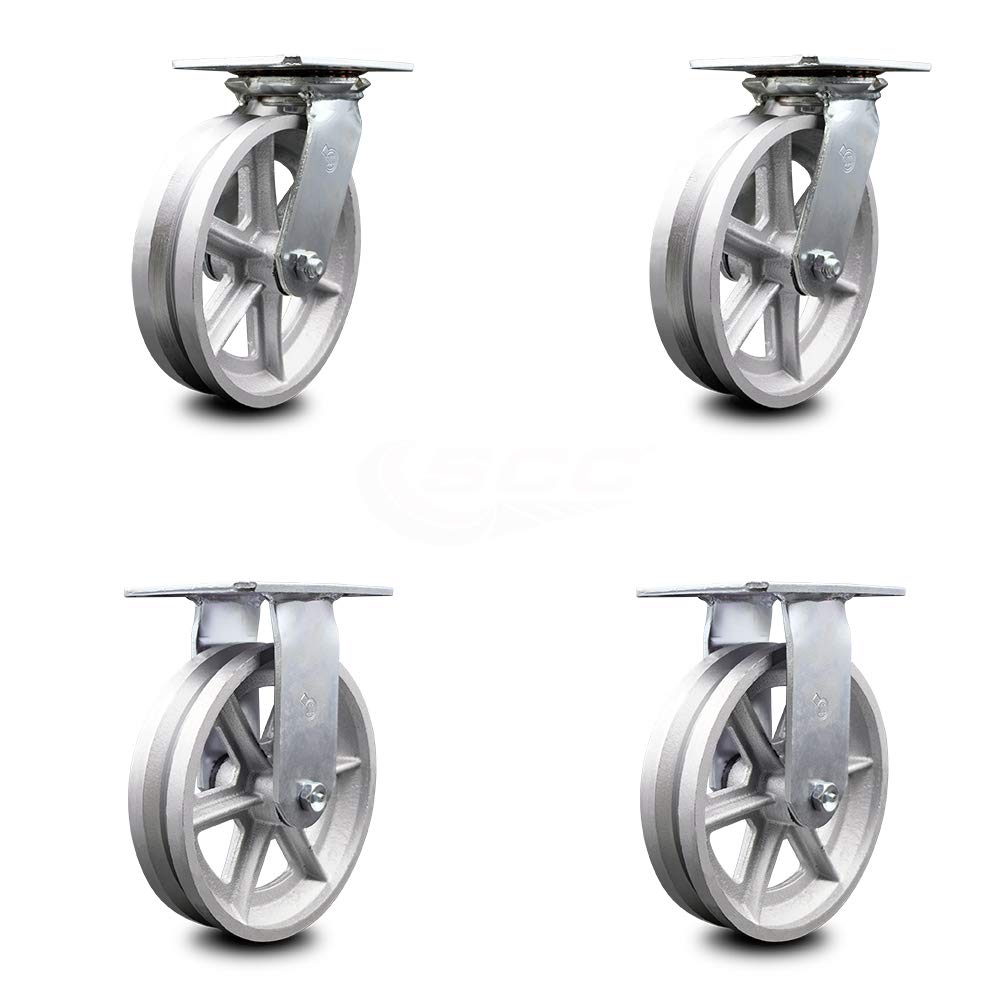 Heavy Duty Swivel Caster with 8 x 2 Silver Wheel, Pack of 2 T223