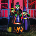 6 FT Tall Halloween Inflatable Three Witch Around Cauldron with Flame Light H96622