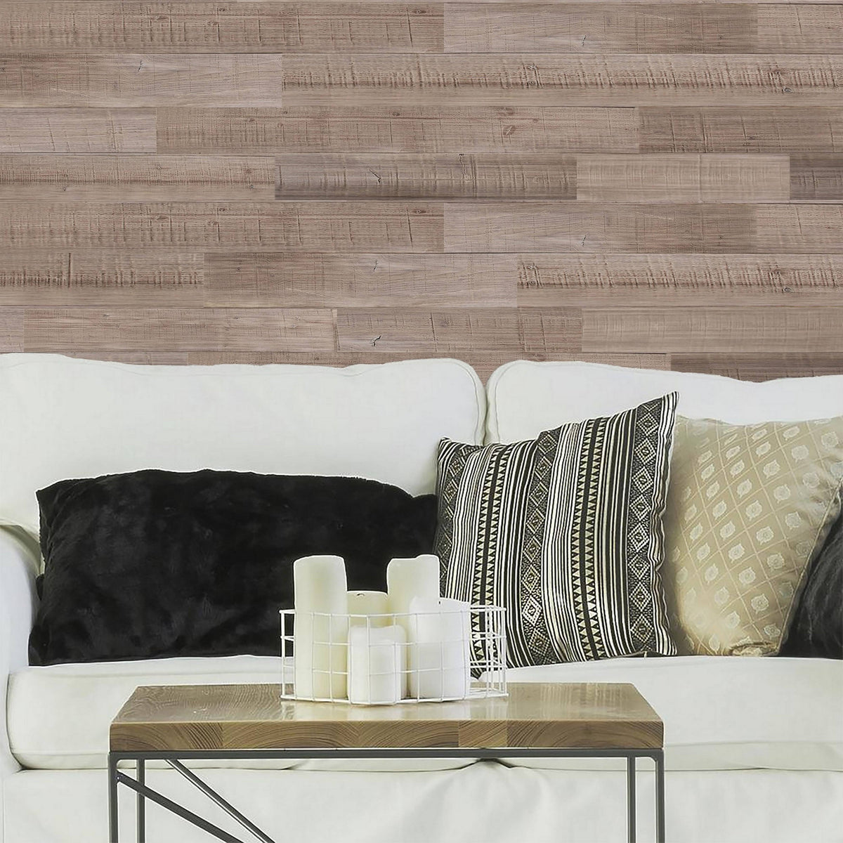 Reclaimed Peel & Stick Solid Wood Wall Paneling M494395