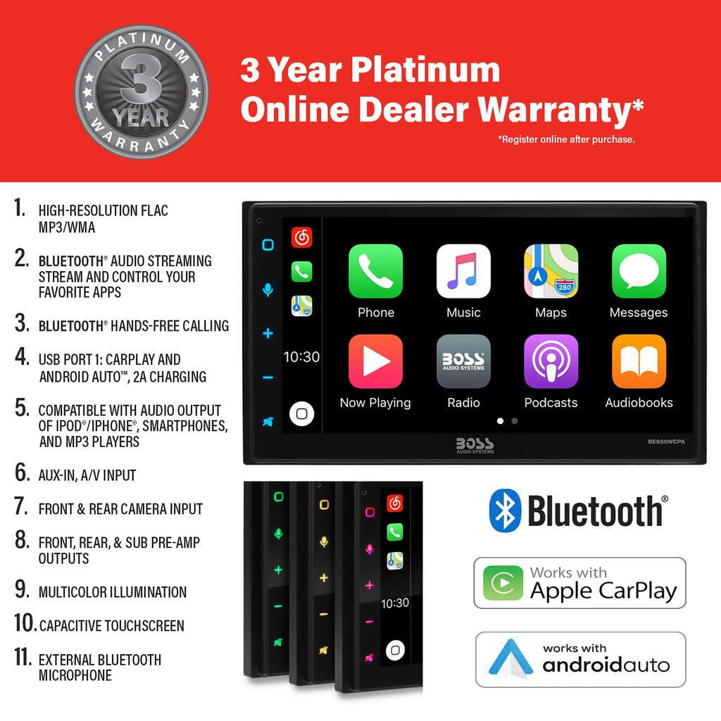 Wireless Apple CarPlay Car Audio Stereo System E2231