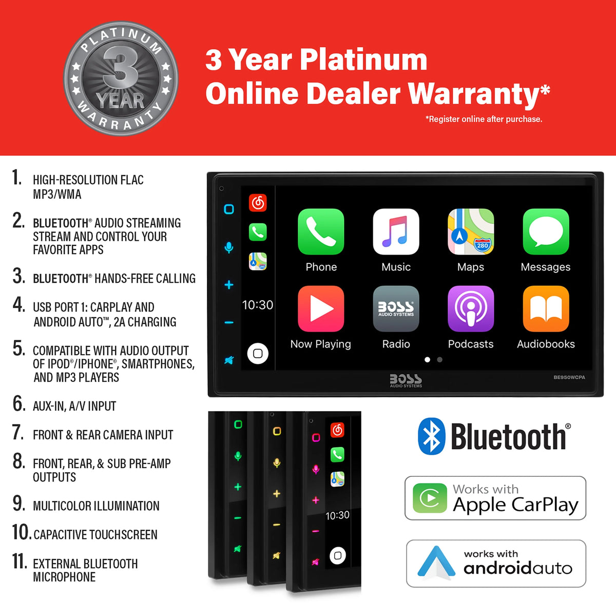 Wireless Apple CarPlay Car Audio Stereo System E2231