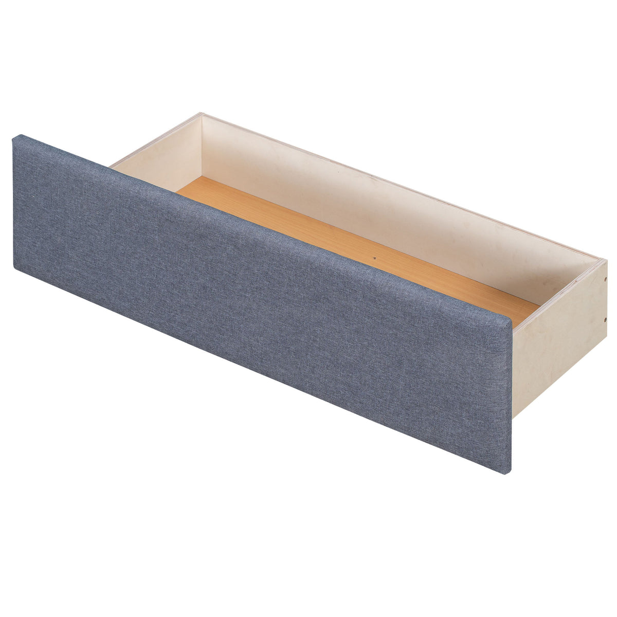 Grey L Shaped Platform Bed with Two Drawers and Built-in Desk R9361